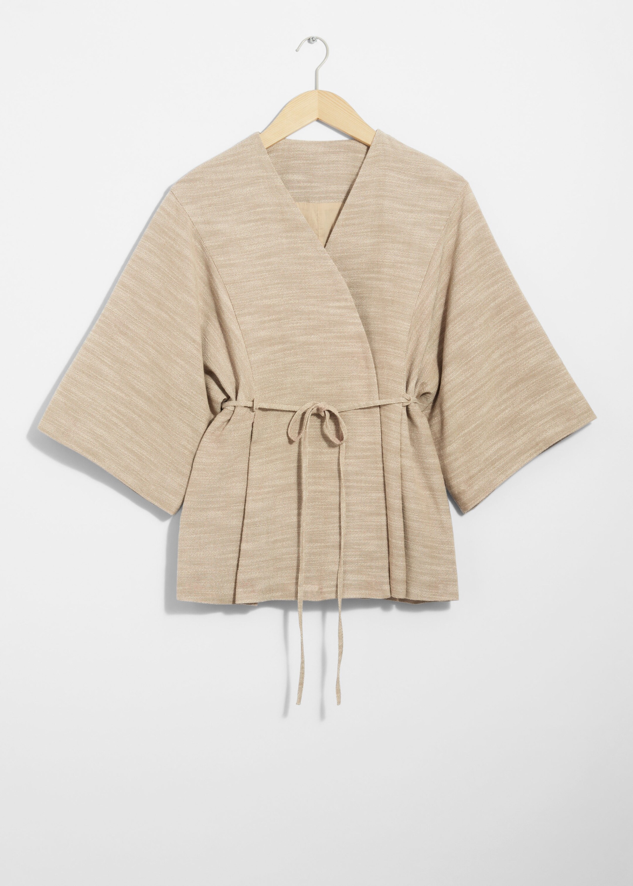 Jacke aus Seidenmischung mit Gürtel - Beige - Stillleben