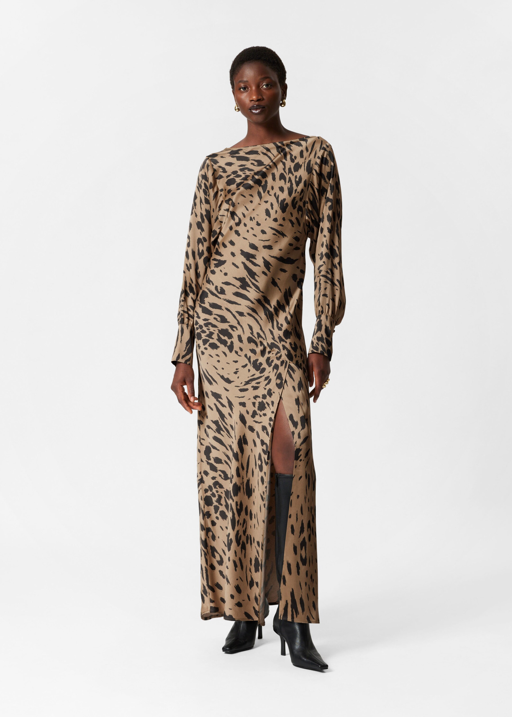 Open-Back Satin Maxi Dress - Leopard - Lookbook