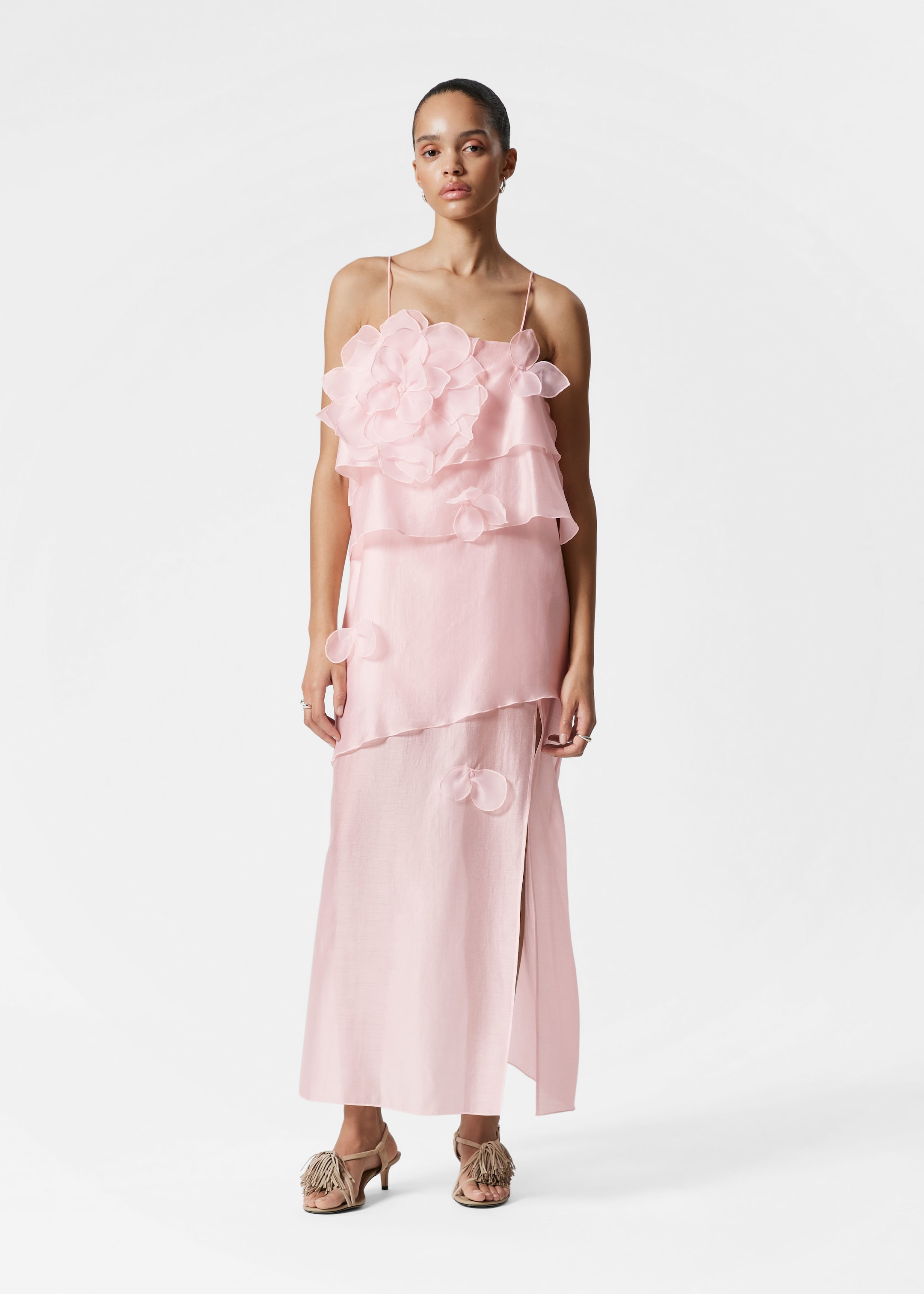 Image of Floral-Appliqué Maxi Dress