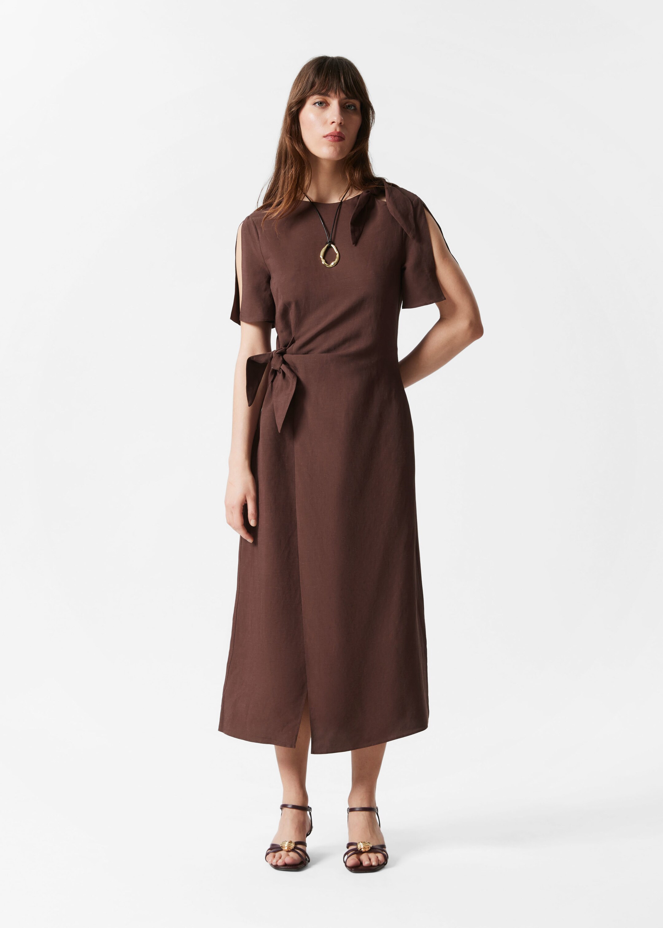 Image of Knot-Detail Midi Dress