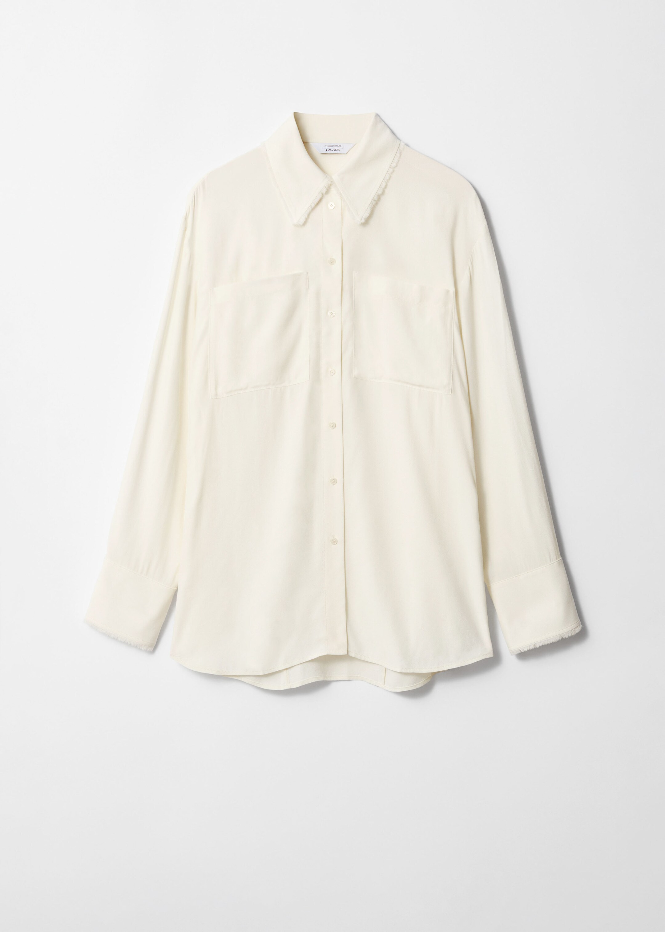 Frayed Patch-Pocket Shirt - White - Still Life