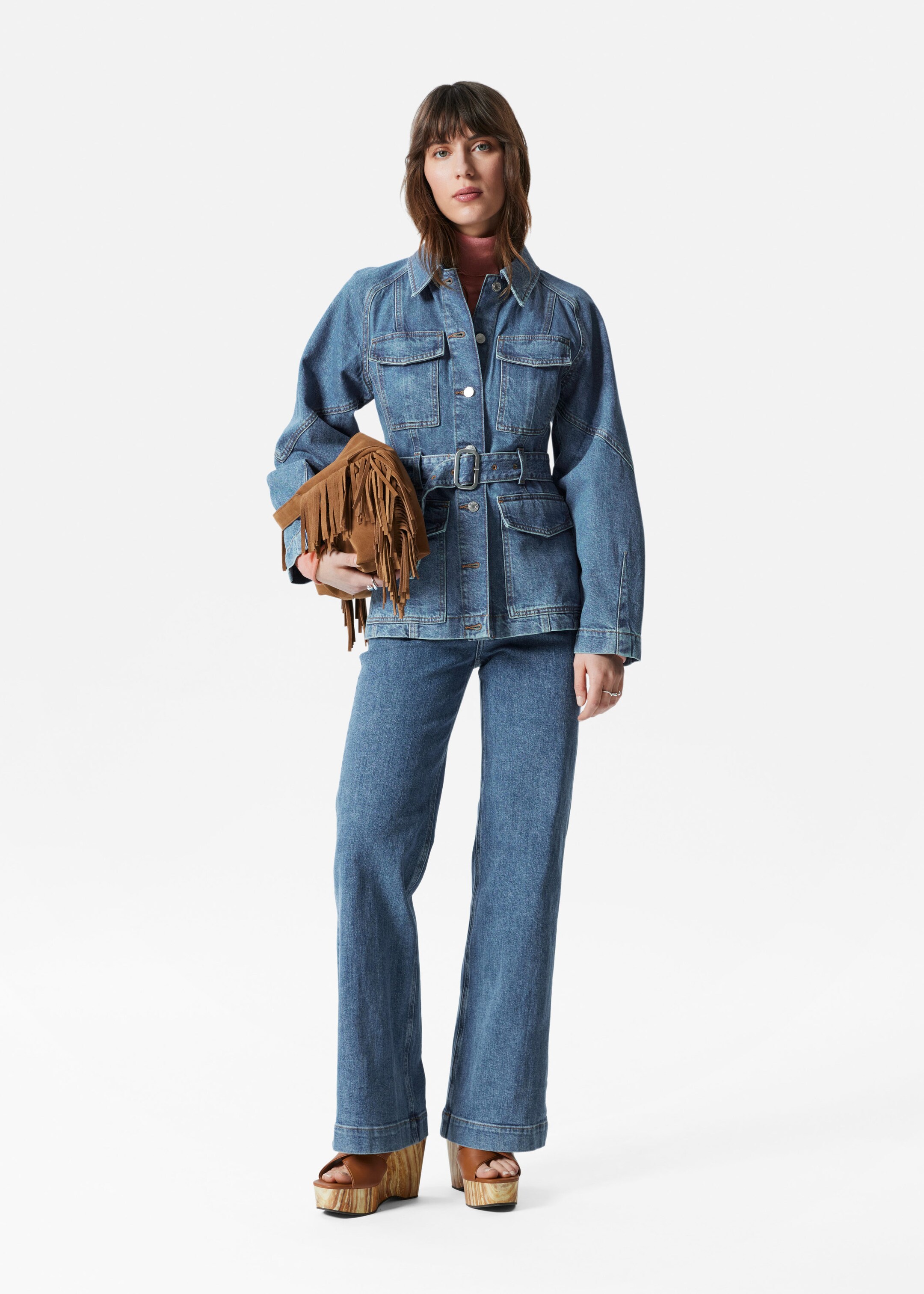 Image of Belted Denim Jacket