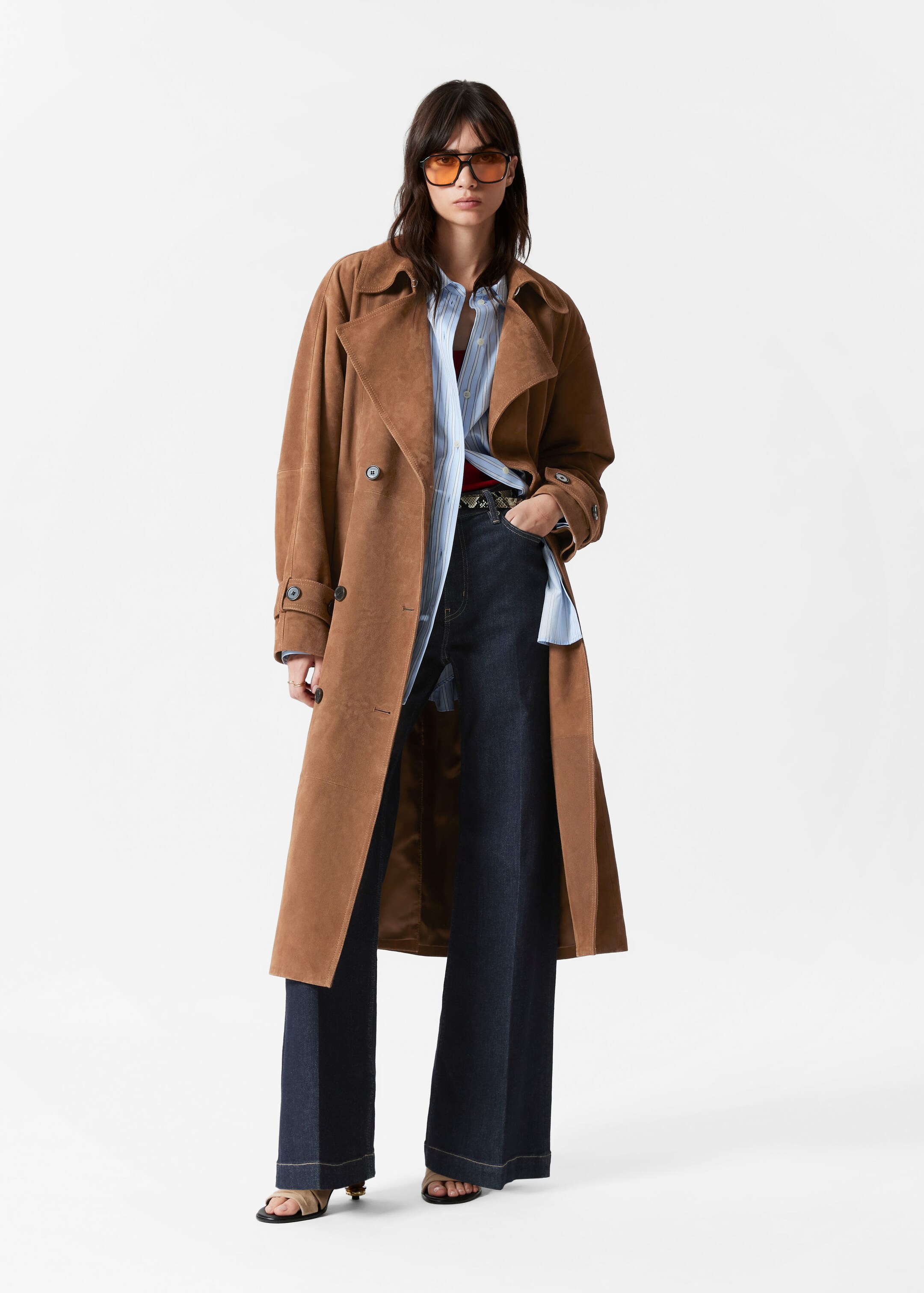 Image of Maxi Suede Trench Coat