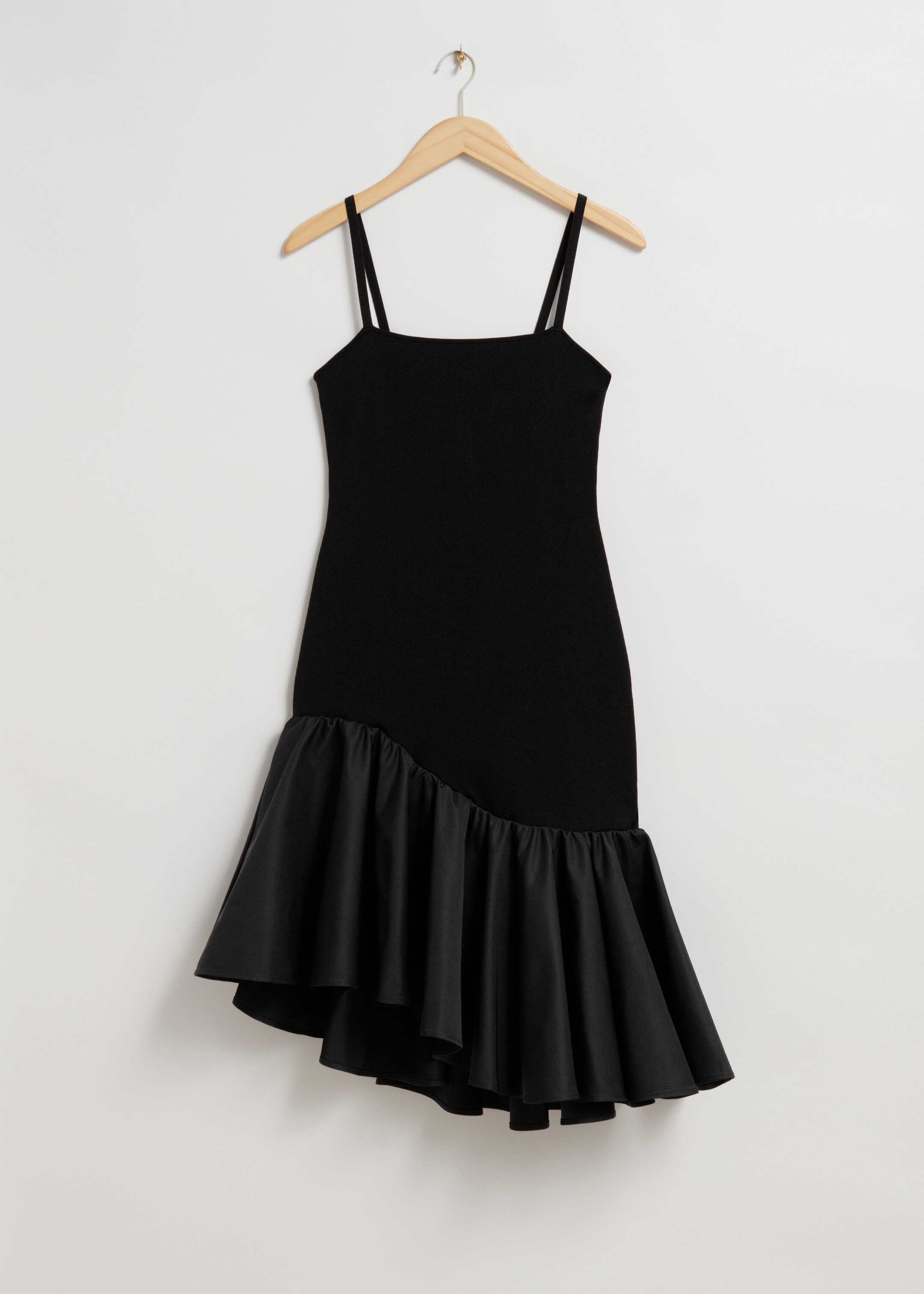 Voluminous Frill Midi Dress - Black - Still Life