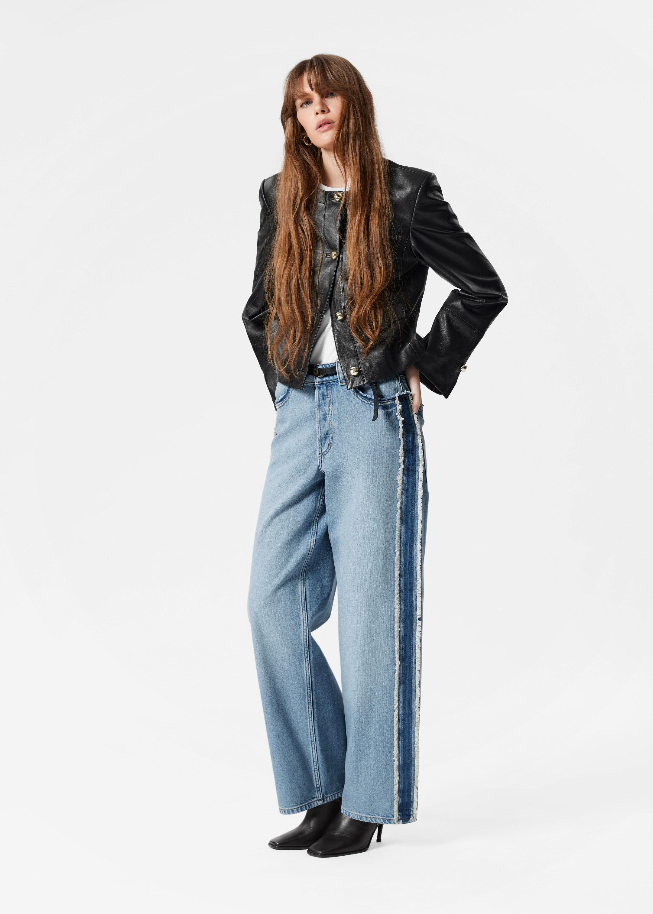 Image of Fringed Wide-Leg Jeans