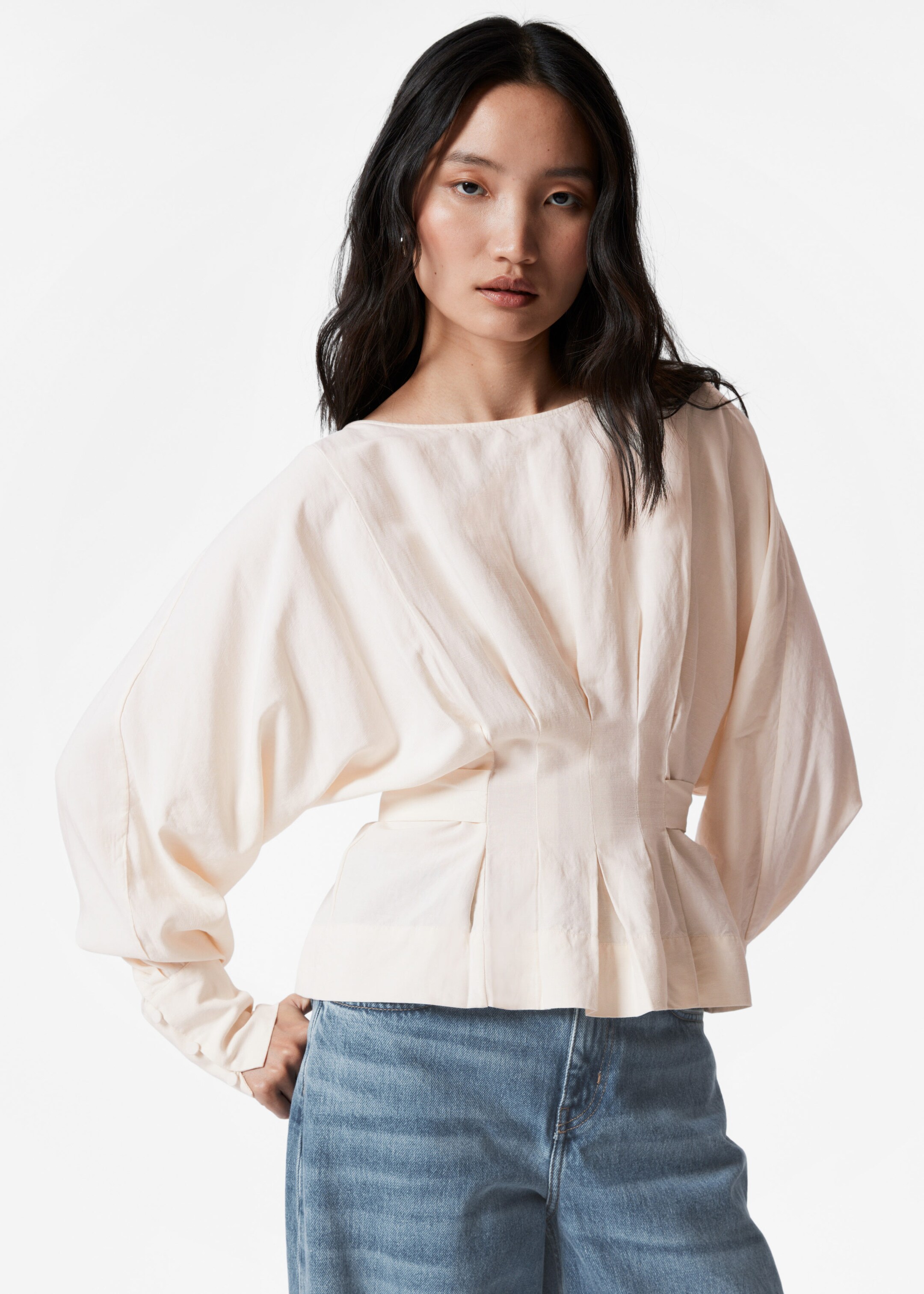 Image of Pleated Boatneck Blouse