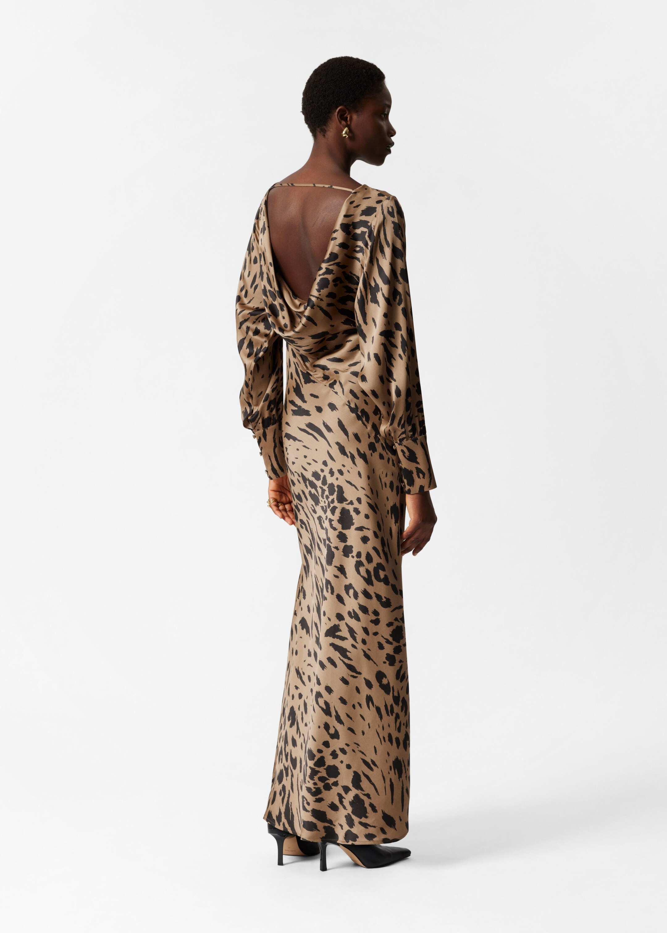 Open-Back Satin Maxi Dress - Leopard - Lookbook