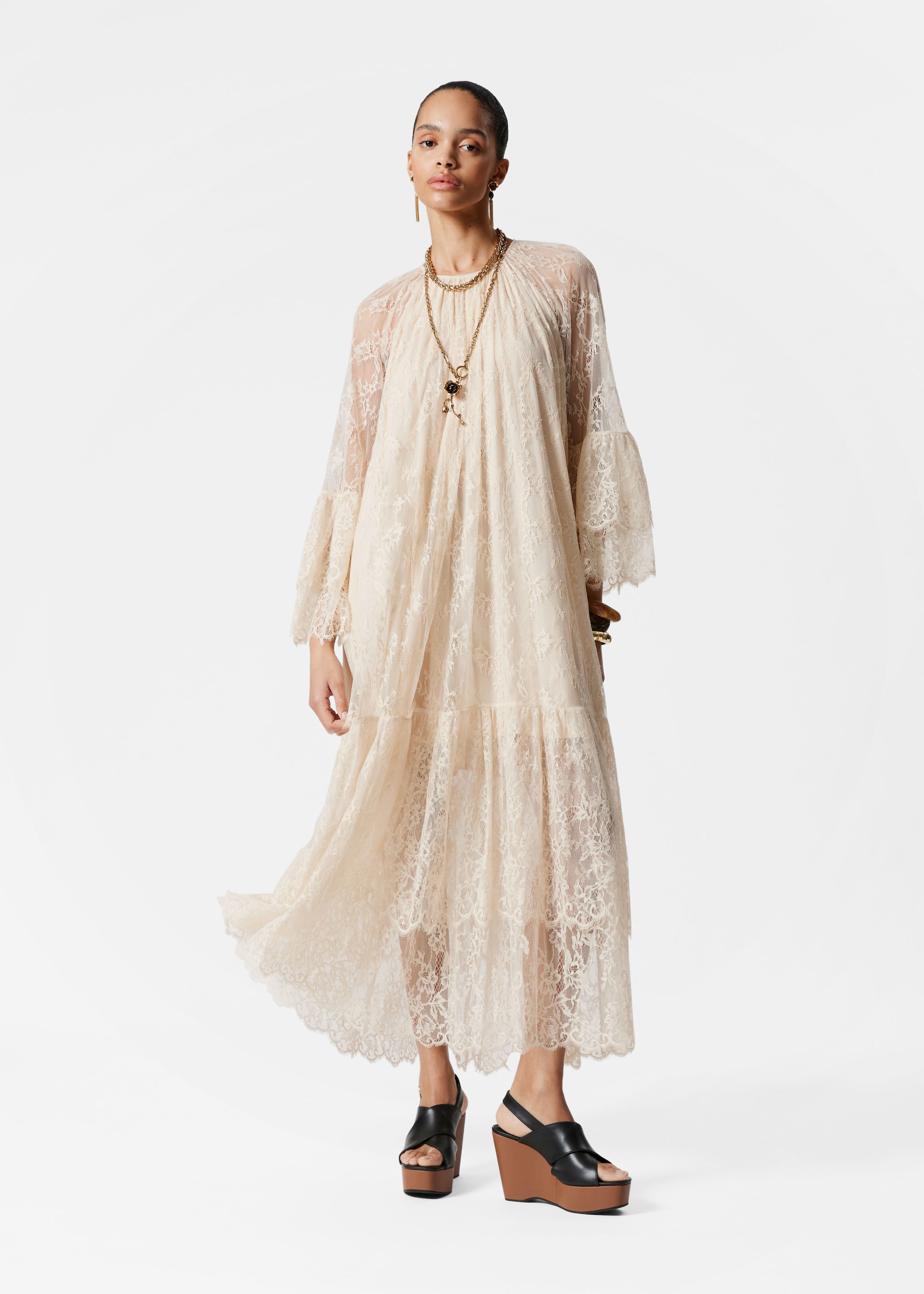 Image of Frilled Lace Maxi Dress