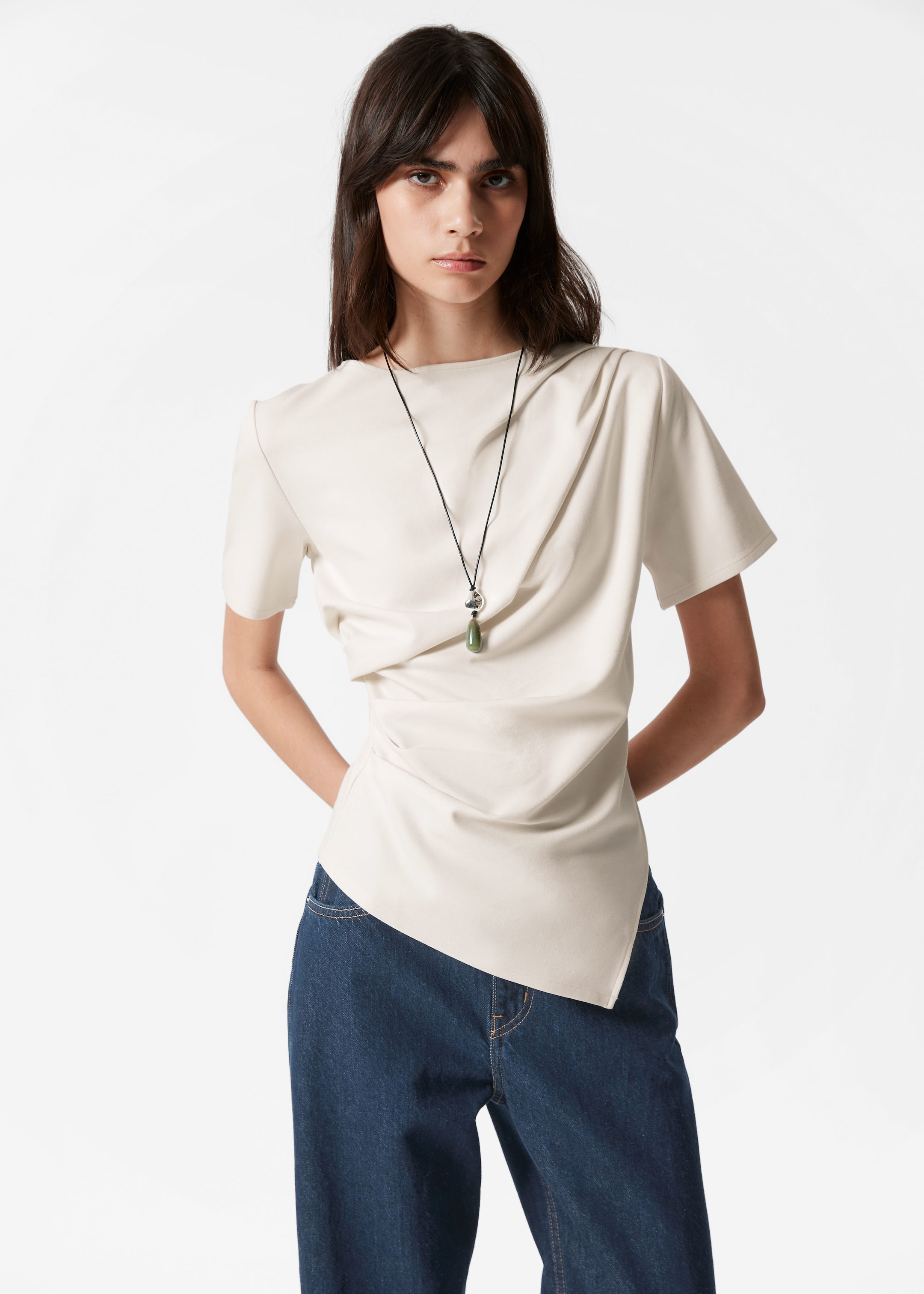 Image of Draped Asymmetric T-shirt