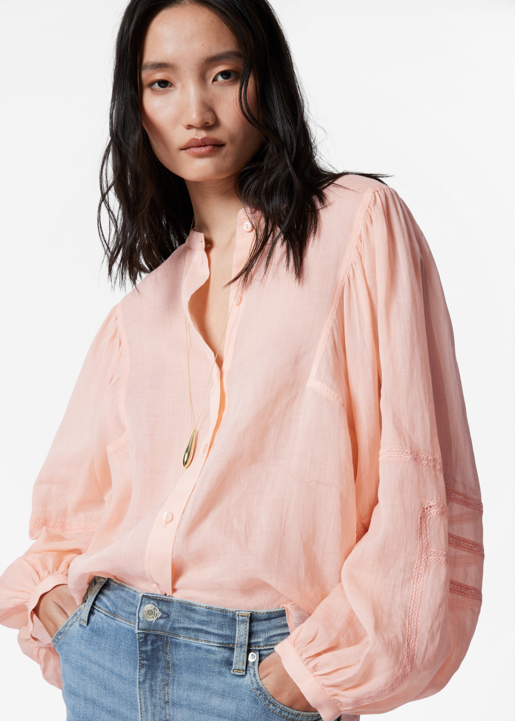 Image of Voluminous Sleeve Blouse