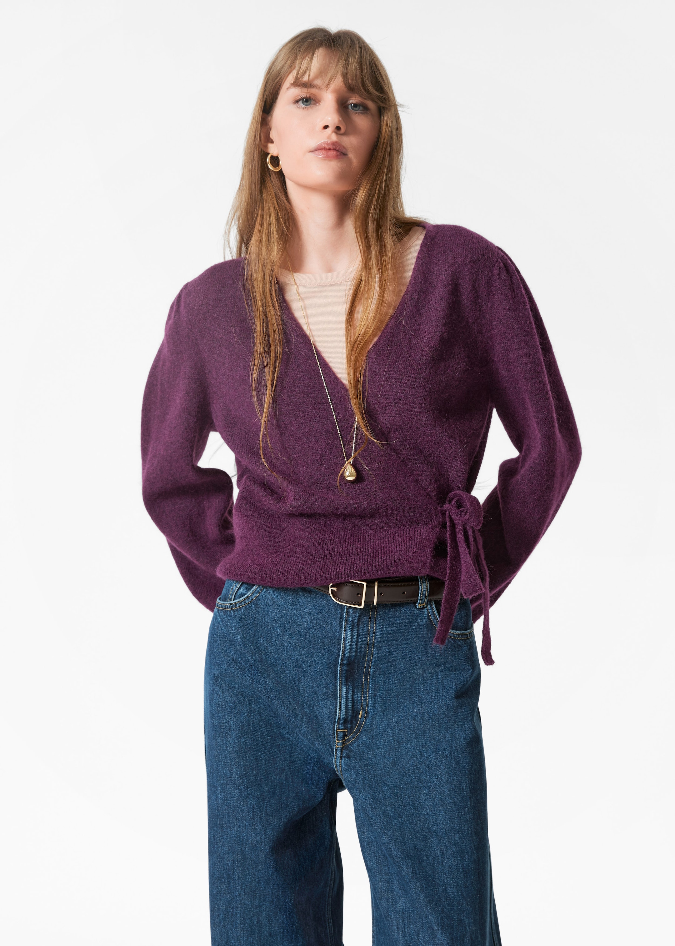 Image of Mohair-Blend Knitted Wrap Cardigan