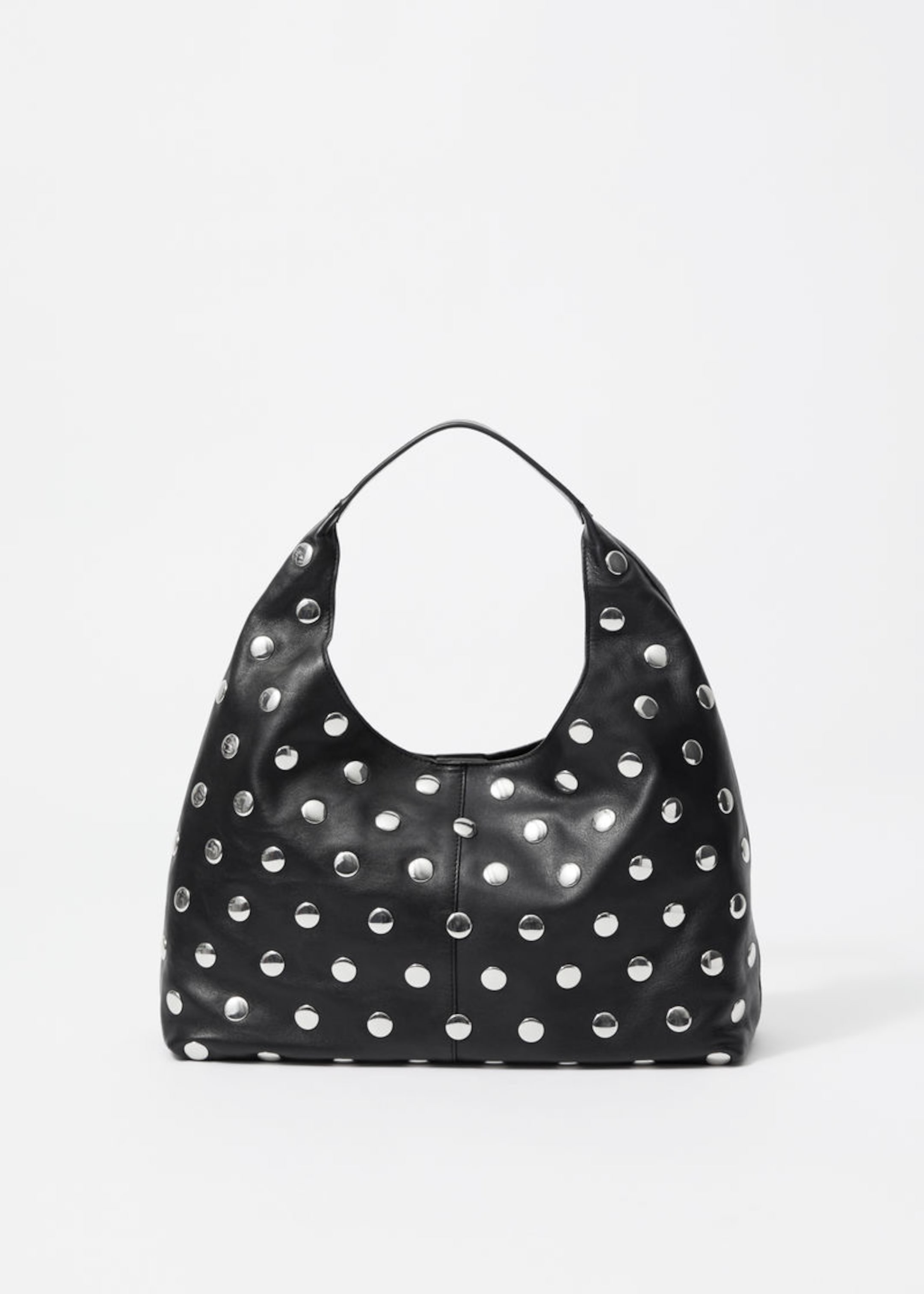 leather tote bag with silver studs