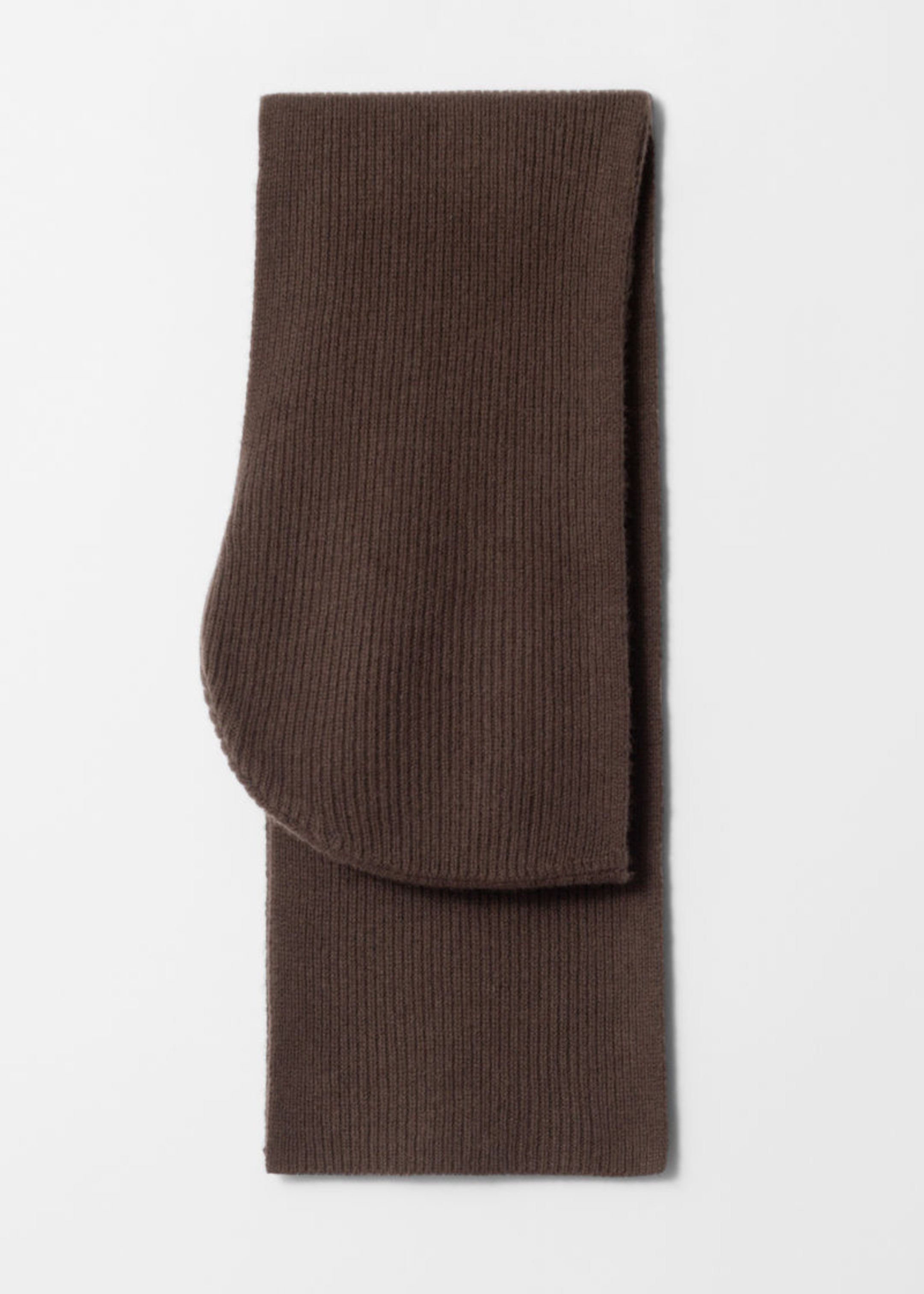 folded brown knitted scarf