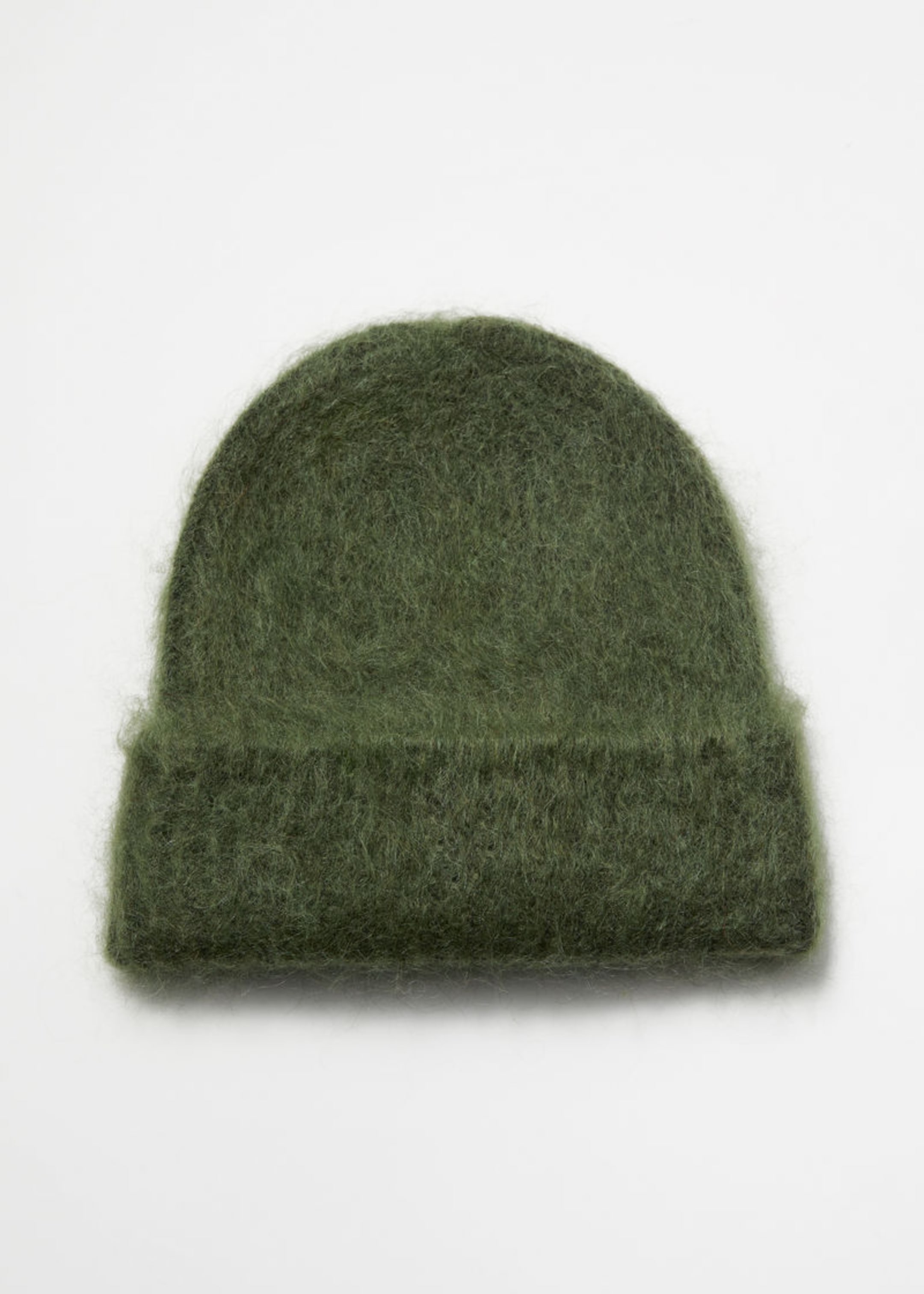 green mohair hairy hat